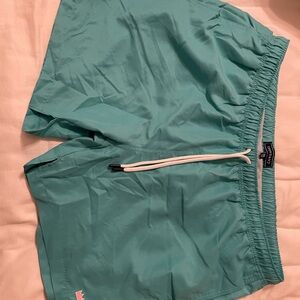 Crown & Ivy Aqua Swim Shorts with White Drawstring